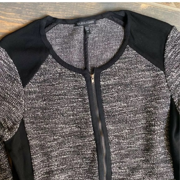 Eileen Fisher Jacket Tweed Color Block Cropped M - Picture 3 of 8